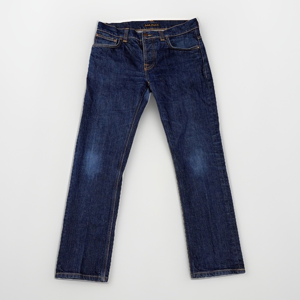 Nudie Jeans Co Jeans Mens 31x28 Grim Tim Dry‎ Open Navy Professionally Hemmed